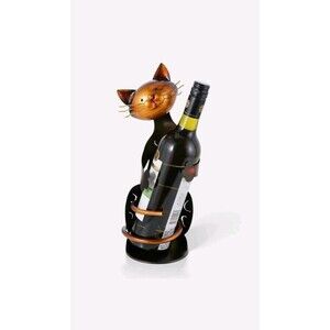 Cat Shaped Wine Bottle Holder Bronze/Gold Metal